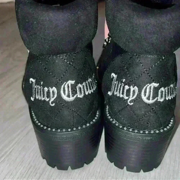 NWT juicy couture black pebbled faux leather lug boots. 7.5 - Picture 8 of 9